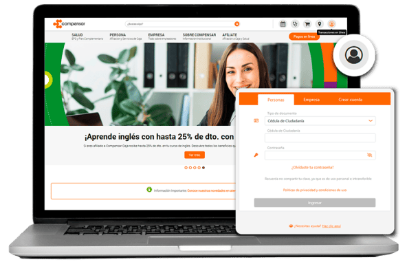 Ingresa a la zona transaccional con tu cédula y contraseña