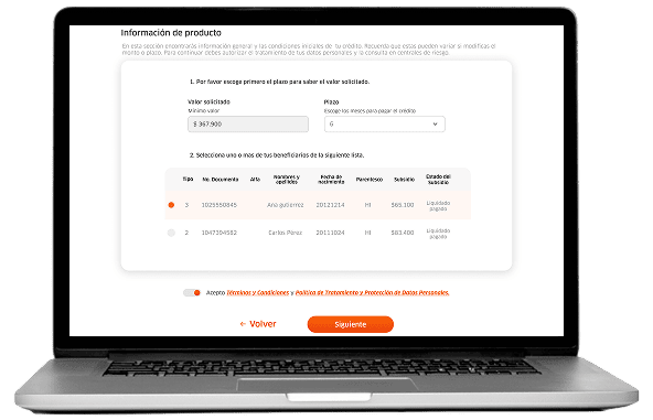 Diligencia los datos requeridos para formalizar tu solicitud