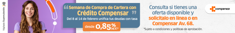 Semana compra de cartera con crédito Compensar desde el 0,85% m.v 