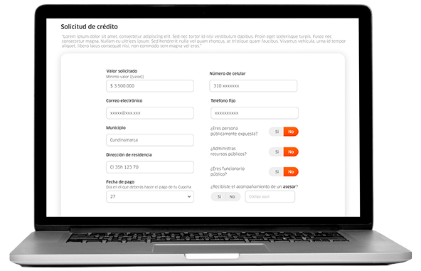 Diligencia los datos requeridos para formalizar tu solicitud