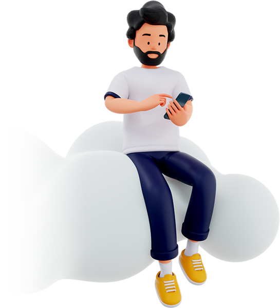 Imagen de personaje masculino en 3D chateando