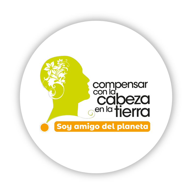 Símbolo de campaña ambiental Compensar con la cabeza en la tierra