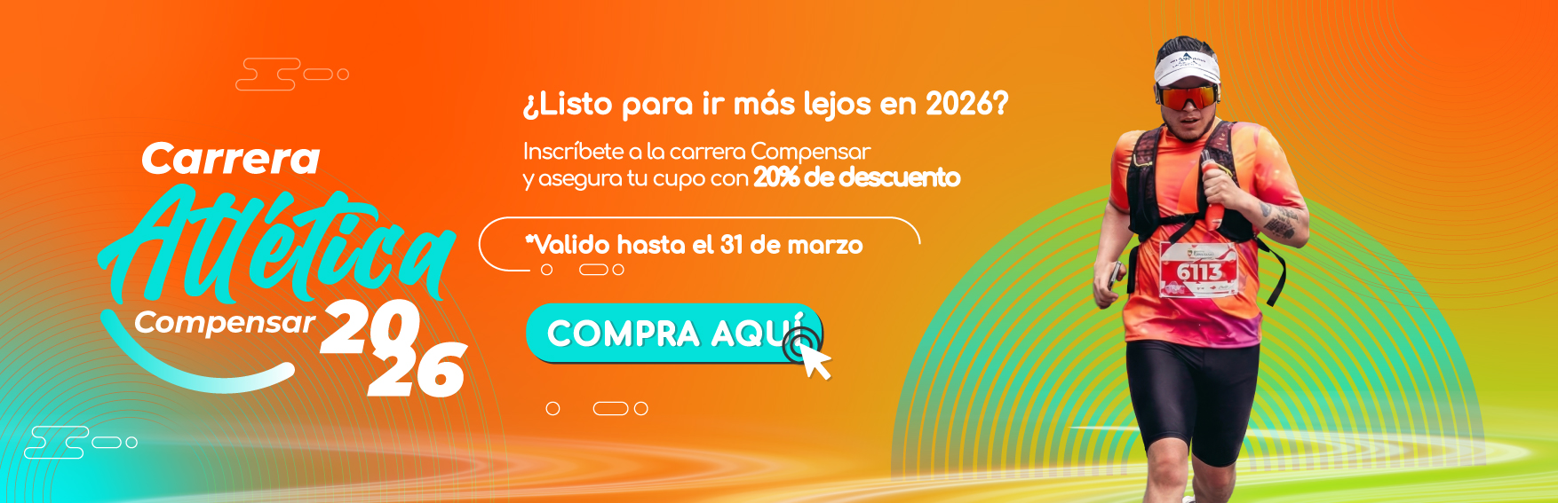 Banner de la carrera atlética de compensar 2026