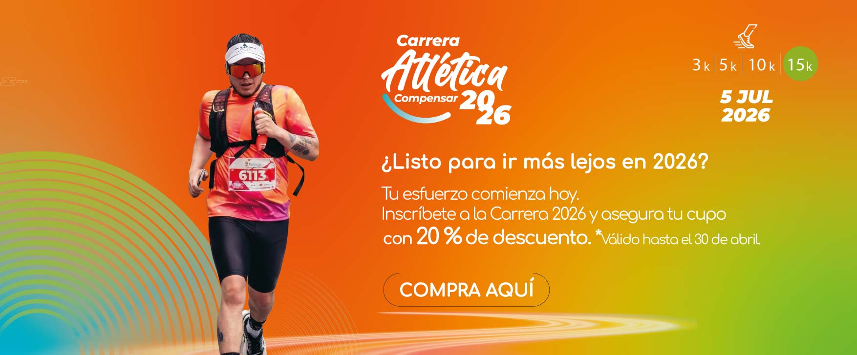 Banner de la carrera atlética de compensar 2026