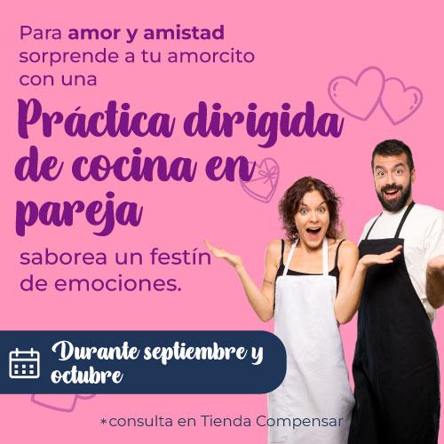 Para amor y amistad sorprende a tu amorcito con una Práctica dirigida              de cocina en pareja. saborea un festín de emociones. Desde Septiembre