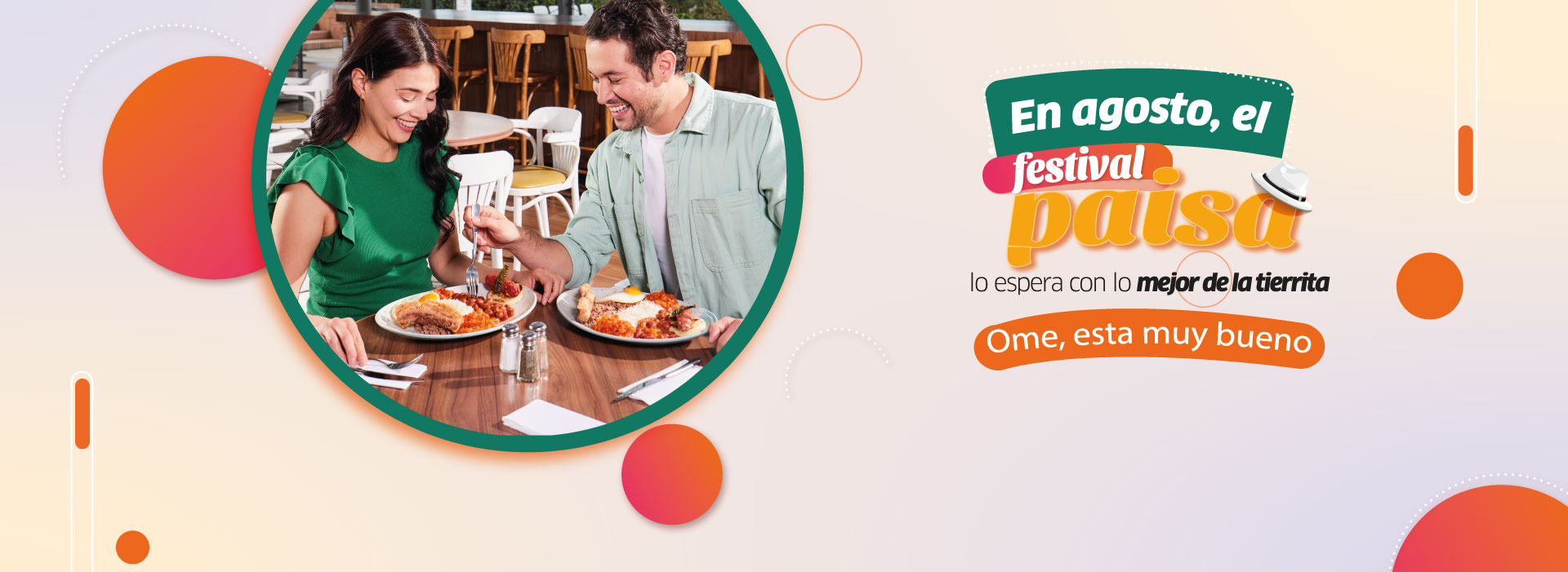 Mujer y hombre en restaurante de compensar en el festival paisa