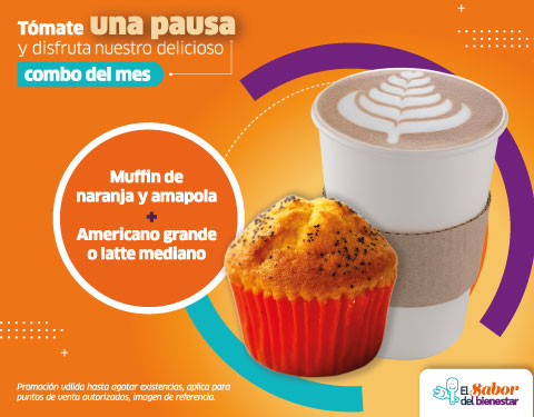 muffin naranja y amapola +
                                 americano grande o latte
                                 mediano