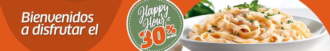 Bienveidos a disfrutar el Happy Hour con el 30 por ciento de descuento en el Restaurante CUR