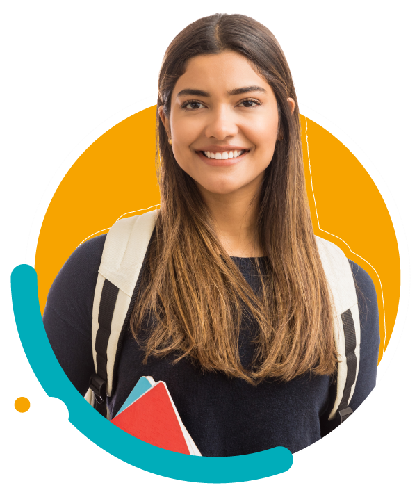 Mujer joven feliz paor ingresar a la universidad