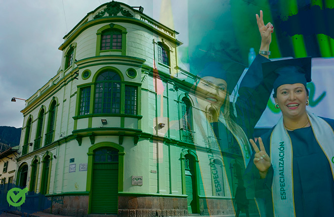 Edifico de la CUN y profesionales recien graduados