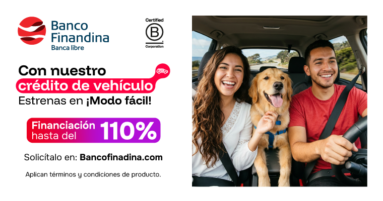 Con nuestro crédito de vehículo estrenas en ¡Modo fácil!. Financiación hasta del 110%. Solicítalo en: bancofinandina.com.