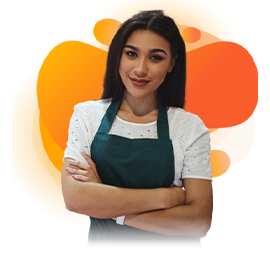 Mujer con delantal de trabajo