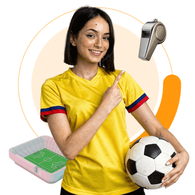 Mujer con balón de fútbol