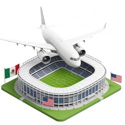 Imagen de avión y estadio