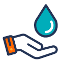 Icono de mano sosteniendo una gota de agua por caer