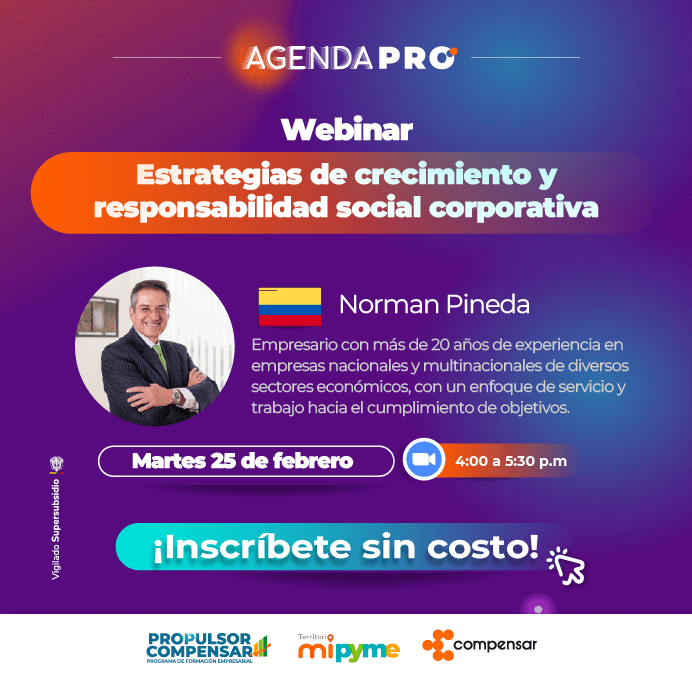 Profundiza en este tema con un experto en empresas nacionales y multinacionales. Regístrate sin costo. Te esperamos el próximo 25 de febrero a partir de las 4:00 p.m. a través de Zoom.