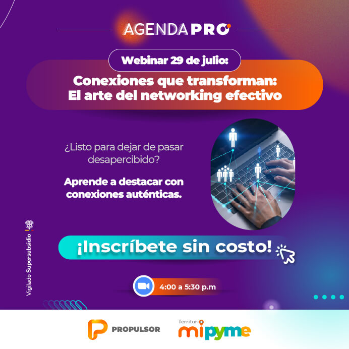 Crea oportunidades y genera relaciones de valor a través del networking. Te esperamos el próximo 29 de julio. Inscríbete sin costo