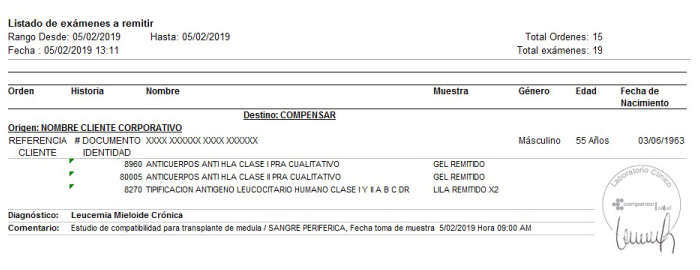 Ejemplo Remisión de muestras Compensar