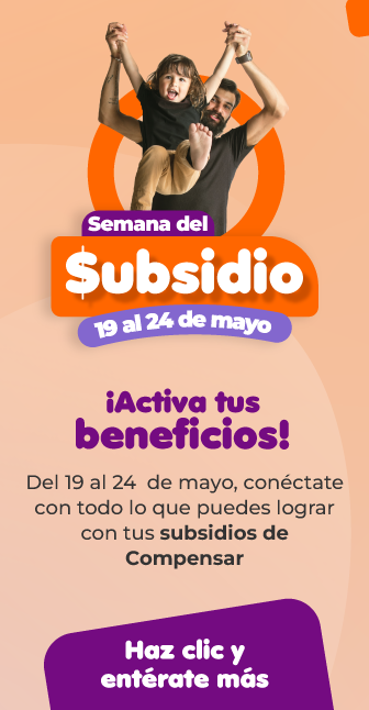 Padre e hija celebrando la Semana del Subsidio de Compensar, del 19 al 24 de mayo.