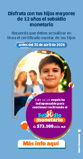 Actualización del certificado escolar para mantener el subsidio monetario