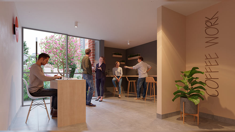 Render coworking Proyecto Cantoval