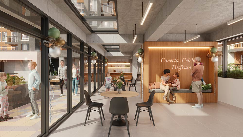 Render Salón social Proyecto Tybá Reservado ll
