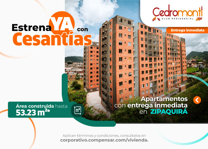 Proyecto Cedromonti Club Residencial de Compensar, gran outlet de inicio de año para estrenar vivienda en 2026, con beneficios y apartamentos totalmente incluidos.